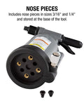 Heavy Duty Rivet Gun Packing 3690 Lbs Of Raw Pulling Power Sets 3 16 And 1 4 Inch Blind Rivets with stowed nosepieces.