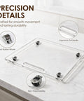 No Sweat Acrylic Appliance Sliders With Silent Rubber Rollers For Coffee Makers And Kitchen Gadgets to showcase ergonomic pull handle and wheels.