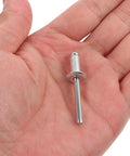 Single silver rivet from Aluminum Blind Rivets Kit 140 Pieces Flanged Dome Head Pop Rivets For Metal Repair Automotive And Furniture Projects