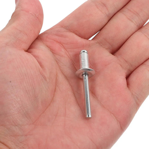 Single silver rivet from Aluminum Blind Rivets Kit 140 Pieces Flanged Dome Head Pop Rivets For Metal Repair Automotive And Furniture Projects