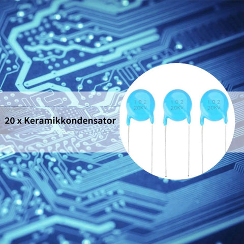 Heavy Duty High Voltage Ceramic Capacitor Value Pack on a circuit board, featuring three 20kV ceramic components.