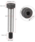 Alloy Steel Hex Socket Head Shoulder Bolts Thread Size Three Eighths By Sixteen UNC Two Inch Shoulder Length One Half Inch Shoulder Diameter Heavy Duty Two Pack High Torque Shoulder Screws For Machinery And Mechanical Assemblies.