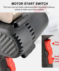 Close-up of motor start switch on Rechargeable Ratchet Cable Cutter For Copper And Aluminum Wires And Armored Cables Up To 95mm Electric Wire Cutting Tool
