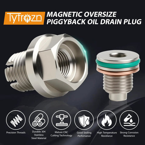 Badass M14.1x1.5 Magnetic Piggyback Oil Drain Plug With 304 Stainless Steel And Self Tapping Thread Repair Kit for automotive pans.