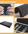 Black PE Foam Packing Sheets With Perforated Grid Design, Big Time Cushioning And Heavy Duty Shock Absorption, Zero Hassle Shipping Liners That Fit Like A Glove, Includes Two Pieces in a transportable setup.