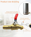 Fast Drain Water Heater Drain Valve Kit With Full Port 3/4 MIP To 3/4 GHT Connection, brass valve, handle, chain, and cap illustration
