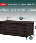 Lockable 120 Gallon Outdoor Storage Deck Box For Patio Backyard And Garden In Brown Waterproof Plastic Bench