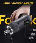 Close-up of a hand holding the Beast Cordless Screwdriver Kit with Digital Screen and Front LED Light.