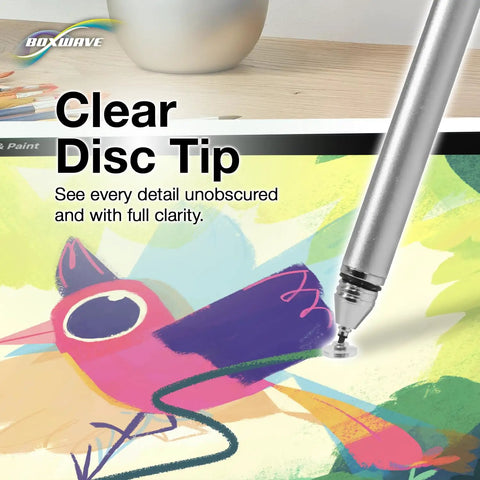 Straight Up Precision Capacitive Stylus Pen Universally Compatible With Monoprice MP Voxel 3D Printer clear disc tip demonstrating detail-focused design.