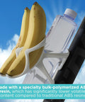 Premium Abs 3D Printer Filament 1.75mm Grey 5kg Spool in a bike holder with bananas and water bottle against a blue sky.