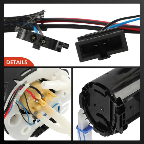 Premium Electric Fuel Pump Module Assembly Compatible With Jaguar Xf Xj And Xfr Sedan Models showing connectors and inner components.