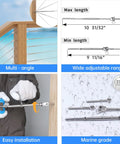 Cable Railing Kit For Wood Posts With One Eighth Inch Wire Rope Swage Toggle Turnbuckle Hardware In T316 Stainless Steel Features Multi Angle Adjustable 0 To 180 Degrees For Deck Or Stairs And Twenty Cable Lines CK08 CA4 CA5, installation tools shown