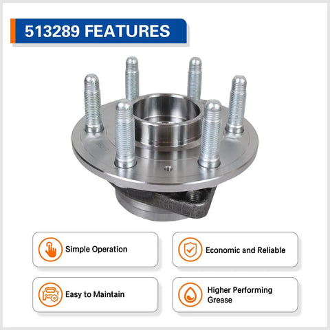 Pair Front Rear Wheel Hub Bearing Assembly For 2010 To 2016 Cadillac SRX And 2011 Saab 9 4X Direct Oem Replacement 513289 detailed view of hub