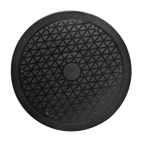 Top view of a black 12-inch Lazy Susan turntable, a part of Bulk 6 Pack Of Slick 12 Inch Black Lazy Susan Turntables For Pantry Cabinet Organization.