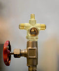 Heavy Duty 4 Way Pneumatic Check Valve Threaded Air Compressor Fitting Zinc Alloy Slick Quick Connect Air Hose Coupler with red handle.