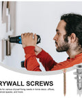 Person installing Sturdy Heavy Duty Drywall Anchor Kit With Screws, Spiral Design Zinc Alloy and Iron Wall Anchors for home use.
