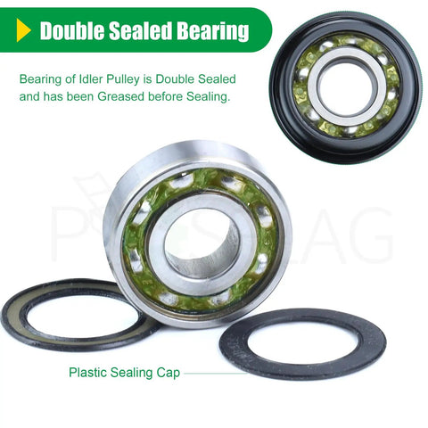 Double sealed bearing for Straight Up Heavy Duty Idler Pulley, compatible with John Deere Zero Turn Mower Deck.