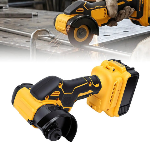 Kickass 3 Inch Brushless Mini Circular Saw With 12000 RPM And 3 Speed Settings, Doubles As An Angle Grinder For Wood Metal Tile And Plastic, Packs 16 mm Cutting Depth And US Plug cutting through metal with sparks flying.
