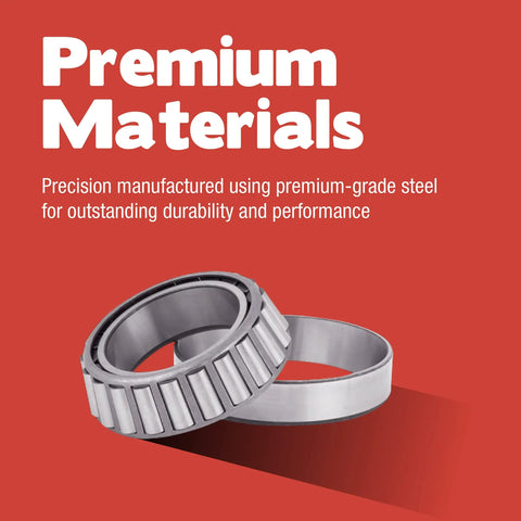 Heavy Duty Taper Bearing Set Rock Solid Matched Cup And Cone Premium Grade Steel Axle Kit close-up of tapered bearings for durability.