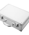 Badass Silver Aluminum Alloy Toolbox Organizer With Ergonomic Carry Handle Heavy Duty Portable Metal Case from above with handle