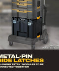 Extra Large TSTAK Tool Box With Removable Tray for Quick Tool Access and Water Debris Resistant Build on a rolling cart