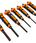 Soft Grip Pin Punch Set 7 Piece With Semispherical Striking Area Reducing Chipping And Splitting, Comfortable Cold Weather Handle