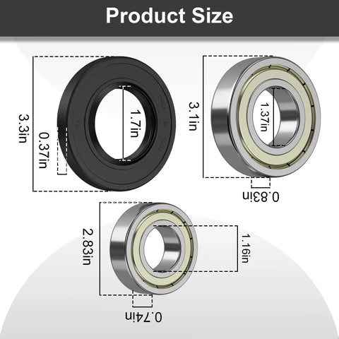 Kick That Grinding Noise With Heavy Duty Washer Drum Bearing And Seal Kit For Samsung Dc62 00156A Pro Diy Home Repair Brings Quiet Smooth Sailing Back - Product size with measurements.