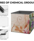 Dang Tough Heavy Duty Foldable Oxford Fabric Storage Cubes With Snazzy Floral Swirls Cover For Closet Organization, sturdy handle, 10.6 inch size.