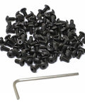 Straight Up Solid 100 Piece 6 32 X 1 4 Hex Socket Button Head Cap Screws Black Oxide Finish 10.9 Grade Alloy Steel collection with hex key.