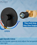 Round Single Function Shower Valve Trim Kit Wall Mount Brass Faucet Rough In Valve For Tub And Shower With Female One Half Inch NPT Threads Slick Matte Black Finish Single Handle Diagram