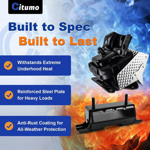 Heavy Duty Engine Motor Mount Replacement Set For Chevy Gmc Cadillac 3 Pack Part 15854939 Knock Out Vibration solid black motor mount with steel plate