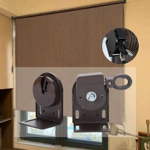 Exterior Sun Shade Mounting Brackets Replacement Kit For Cordless Crank System No Drill Needed Ideal For Balcony Porch Yard Backyard Brown Powder Coat Durable Weather Resistant Hardware With Screws Included Easy Install Secure Fit