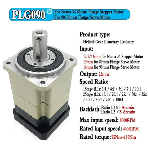 Kickass High Precision Planetary Gearbox Featuring Helical Gears And 3 Arcmin Backlash Fit For Nema 23 And 34 Servo Motors 3 To 100 Ratio, showing helical gear reducer design.