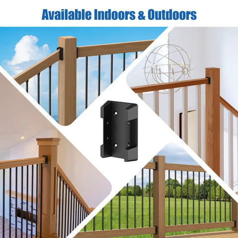 30 Pack Deck Railing Brackets Connectors For 2x4 Wood Posts Angled Railing Kit With Screws shown installed on wooden handrails