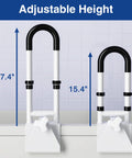 Rock Solid Adjustable Bathtub Safety Rail And Grab Bar Handle With Non Skid Grip For Steady Balance Clamp Install Adjustable height of 17.4 inch and 15.4 inch.