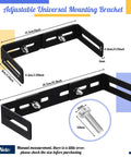 Adjustable Universal Mounting Bracket For CB And Ham Radios And Scanners, 6 To 10 Inch Width, with bolts shown, black metal