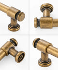 No Fuss Antique Brass Cabinet Pulls Ten Pack Five Inch Drawer Handles. Close-up of solid metal drawer handle details.