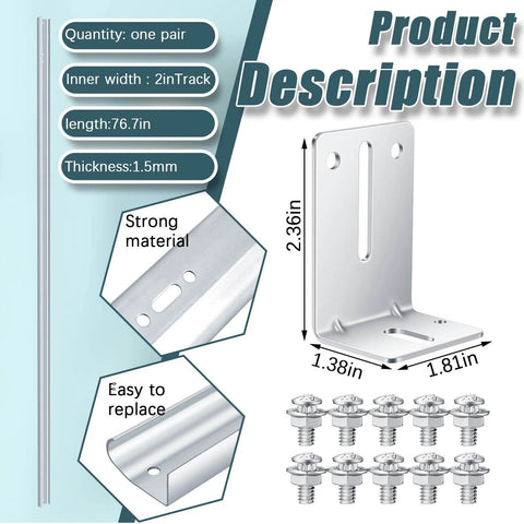 Two Piece Garage Door Vertical Track Replacement Kit With Six Rail Doorpost Brackets And Sixteen Sets Of Screws And Nuts