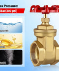 Built To Last 2 Inch Brass Gate Valve NPT 200 WOG with Wheel Handle for Water Oil Gas Systems