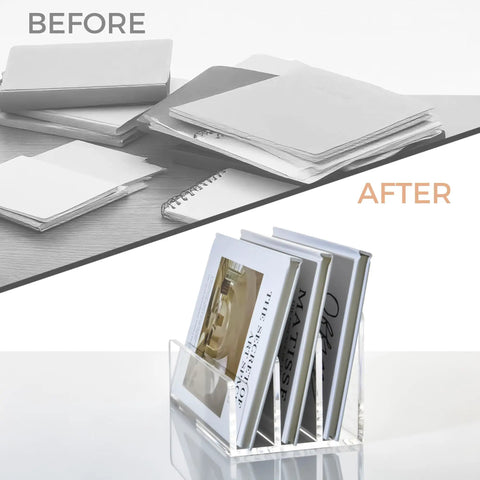 Clear Acrylic 3 Compartment Mail Holder And Desk Organizer For Bills Documents And Notebooks Vertical Letter Sorter