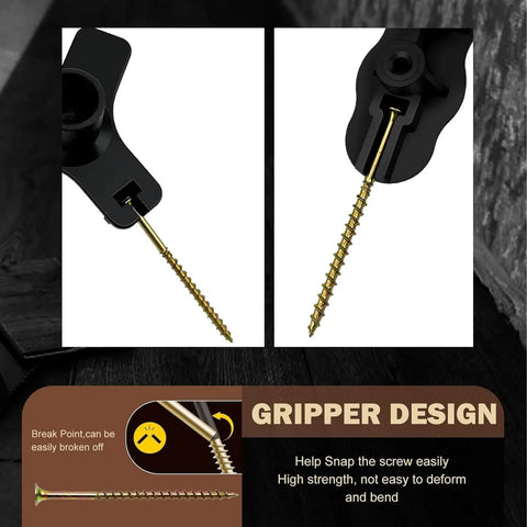 DIY Floor Squeak Repair Kit with gripper tool and screw detail for hardwood floors and carpeted surfaces, easy installation.