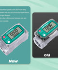 New and old one inch inline water and fuel flow meter with swivel 360 connector, aluminum alloy body, high precision.