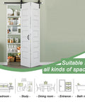 Ninety Six Inch By Eighty Four Inch Five Panel Folding Barn Door Kit With One Zero Four Inch Heavy Duty Rail Assembly for closet.