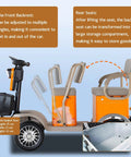 25 Mile Range 4 Wheel Mobility Scooter For Adults And Seniors, highlighting adjustable backrest and rear seat storage compartment.