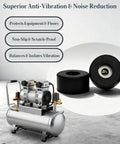 Heavy Duty Anti Vibration Rubber Feet 4 Pack With Mounting Screws For Air Compressors and Work Gear on a silver air compressor.