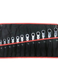 Pro Grade Beefy Ratchet Spanner Set With Universal Socket Wrenches, 12 Piece Car Repair Hand Tool Kit in fabric case