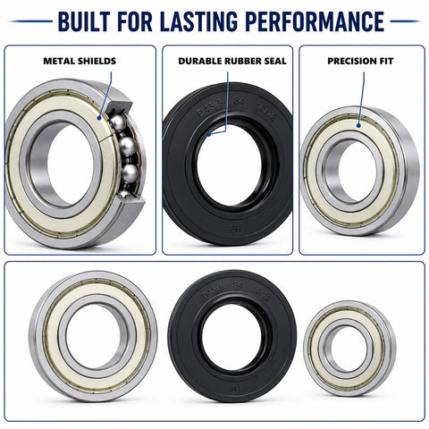Kick That Loud Grind To The Curb With This Beefy Drum Bearing And Seal Kit For Front Load Washers DC6200156A, showing metal shields and rubber seals.
