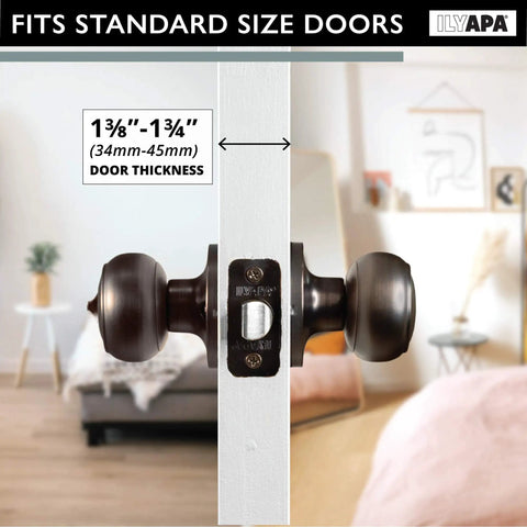 Privacy Door Knobs For Bedroom And Bathroom Ball Style Oil Rubbed Bronze With Keyless Turn Thumb Lock on standard door
