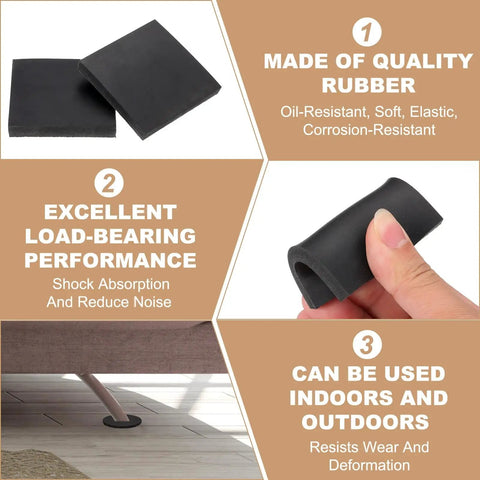 Top Shelf Heavy Duty Black Rubber Anti Vibration Pads 4 Pack Square Shock Absorbing Bushings For Hvac Compressors Ac Units Solid Vibration Dampening Blocks Straight Up No Sweat Mounts, showing quality rubber pads with a smooth finish.