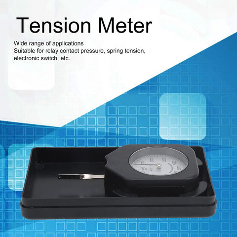 Portable Gram Tension Meter Single Pointer Dynamometer With 500G Range For Dead Simple Pull Force Testing displayed on a black tray.